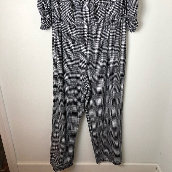 NWOT Planet Gold Plus houndstooth knit jumpsuit black white - Picture 2 of 7